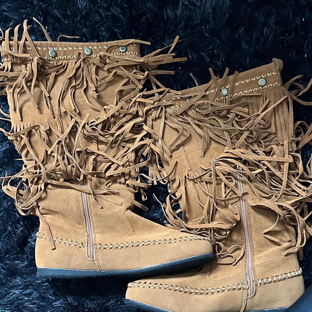 Fringe Tan Suede Women's Boots